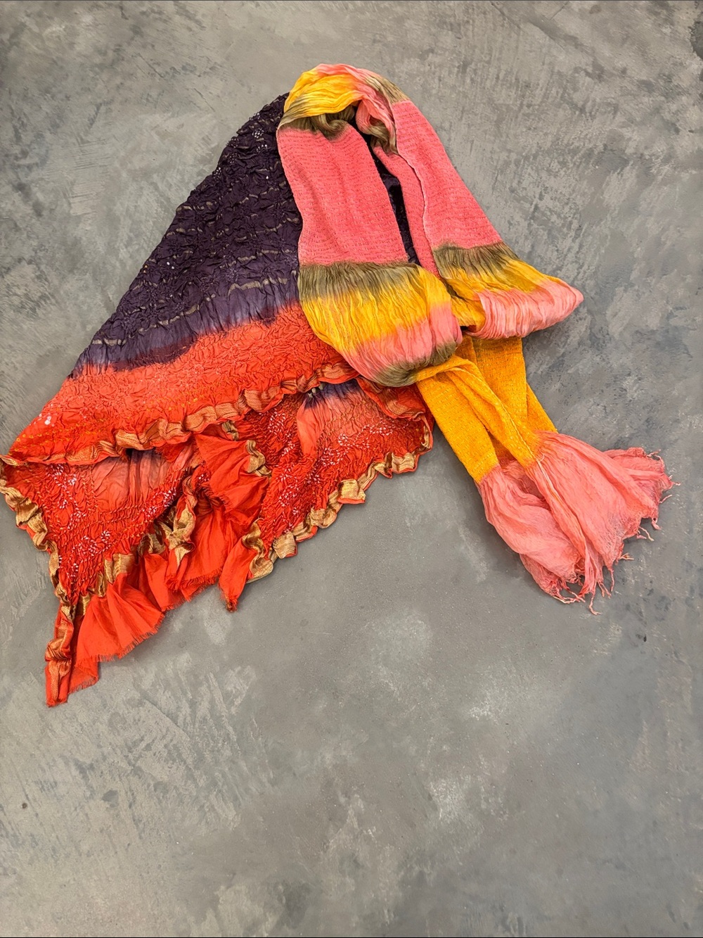 Handmade silk scarves from India